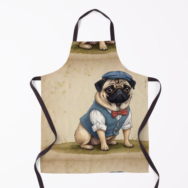 Item preview, Beatrix Potter Style cute Andrew the Pug at his home vintage illustration art designed and sold by Vintage Designs +.