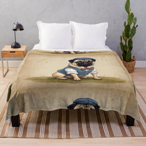 Item preview, Beatrix Potter Style cute Andrew the Pug  at his home vintage illustration art designed and sold by Vintage Designs +.