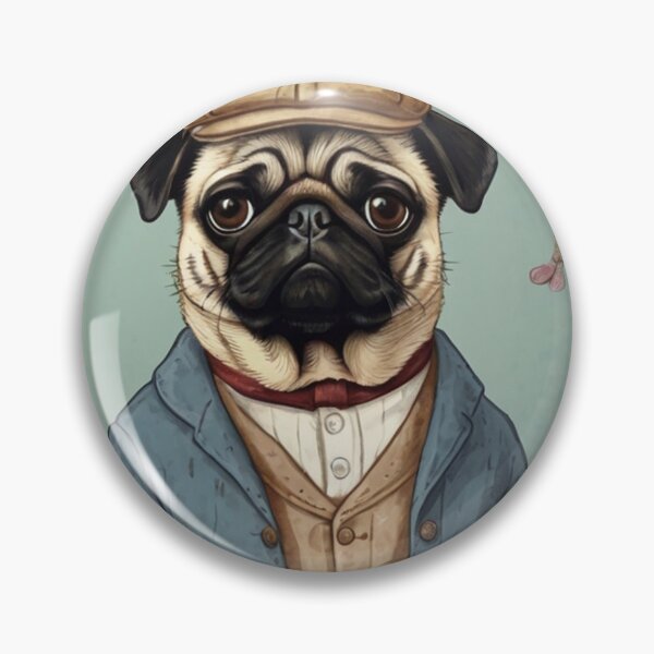 Item preview,  Beatrix Potter Style cute Andrew the Pug  at his home vintage illustration art designed and sold by Vintage Designs +.