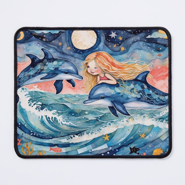 Item preview, Girl and Blue Dolphins designed and sold by M-Y-A-R-T-.