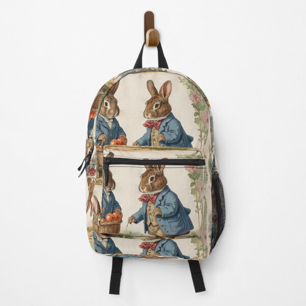 Item preview, Beatrix Potter Style cute Mr Rabbit gathering fruit vintage illustration art designed and sold by Vintage Designs +.