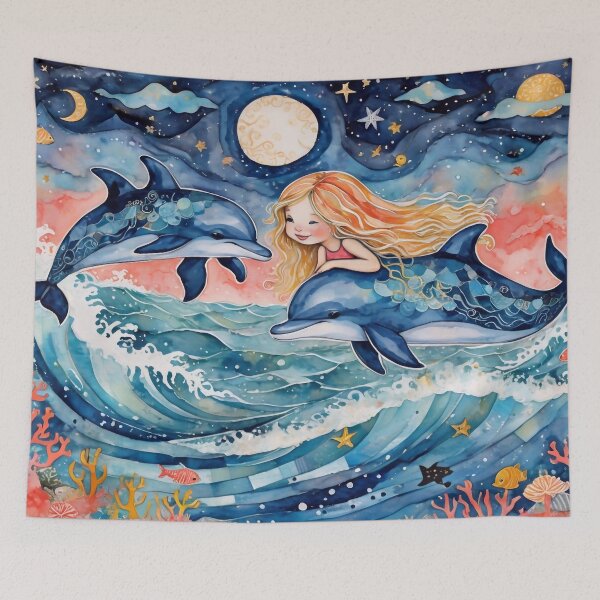 Item preview, Girl and Blue Dolphins designed and sold by M-Y-A-R-T-.