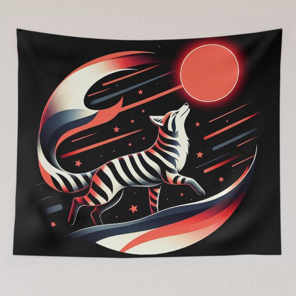 Item preview, Sun and Cosmic Fox with Stripes, Ai Generated Art  designed and sold by ACC .