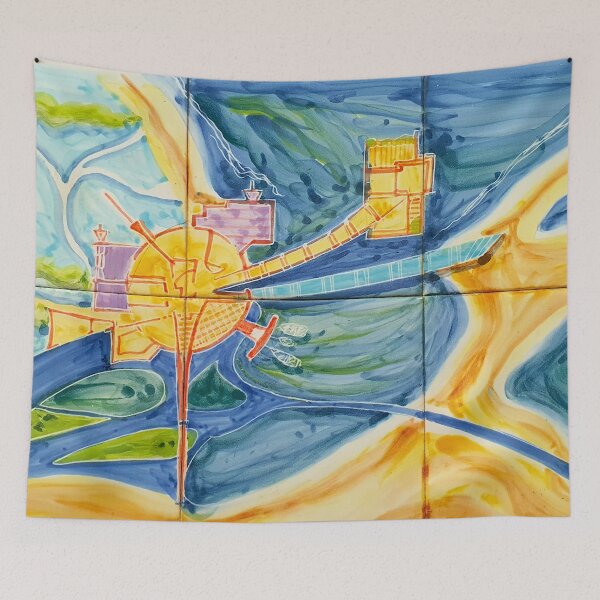 Item preview, handpainted tiles. House on the beach.Plan designed and sold by Tereza Pilar  Art.