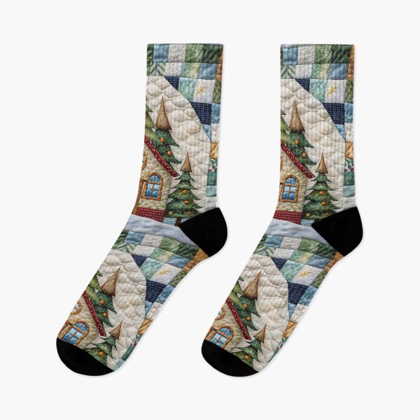 Item preview, Patchwork Christmas House 3 designed and sold by UniqVibe.