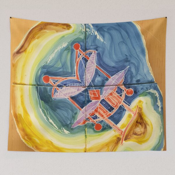 Item preview, House on water by the beach. Plan. Handpainted tiles. designed and sold by Tereza Pilar  Art.