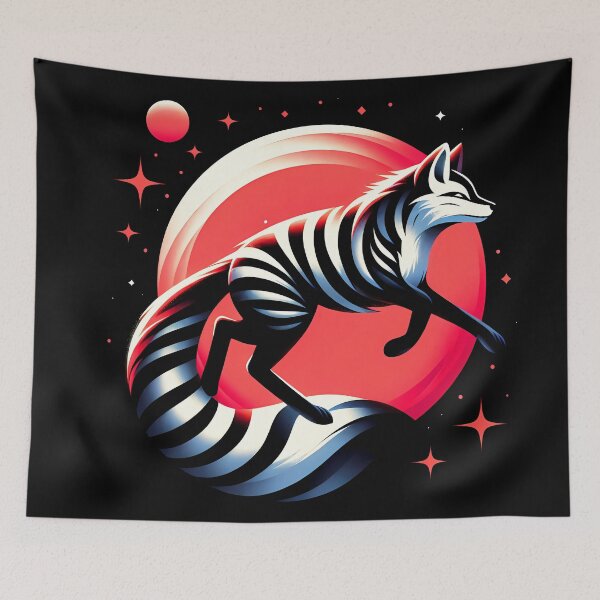 Item preview, Sun and Cosmic Fox with Stripes, Ai Generated Art  designed and sold by ACC .