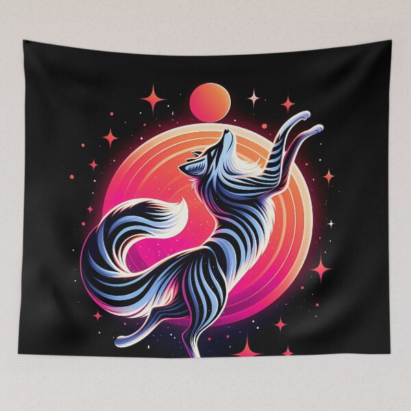 Item preview, Sun and Cosmic Fox with Stripes, Ai Generated Art  designed and sold by ACC .
