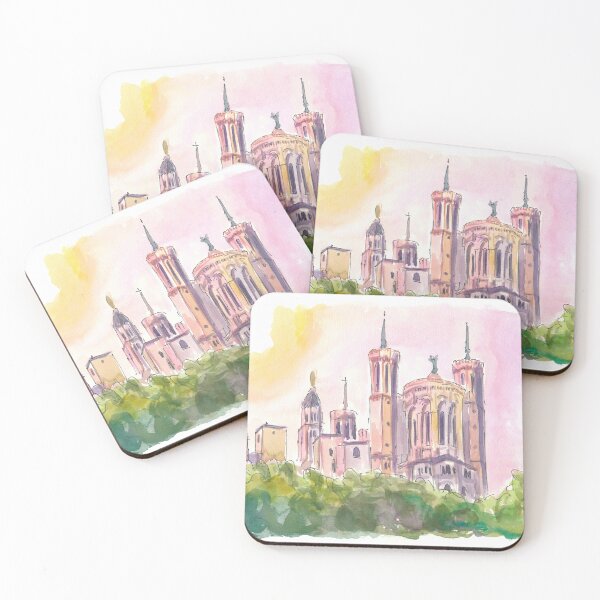 Item preview, Lyon France Scene view of the hill of Fourvière with Basilica de Notre-Dame. designed and sold by artshop77.