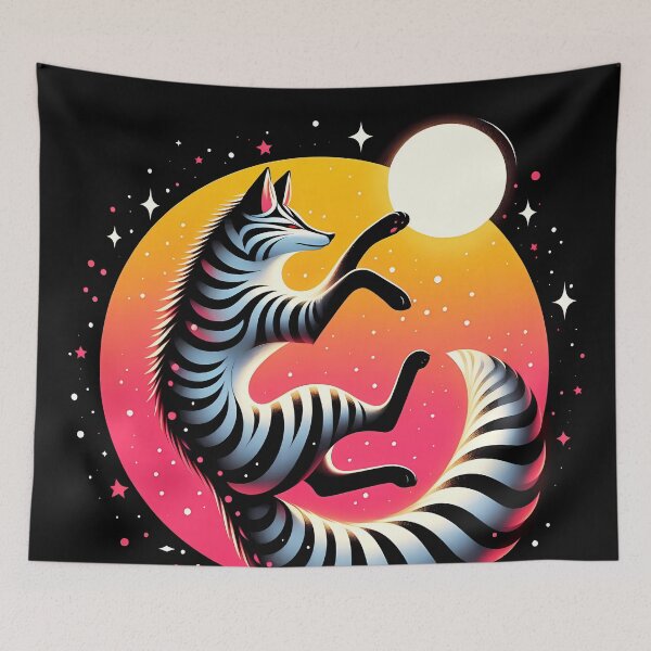 Item preview, Sun and Cosmic Fox with Stripes, Ai Generated Art  designed and sold by ACC .