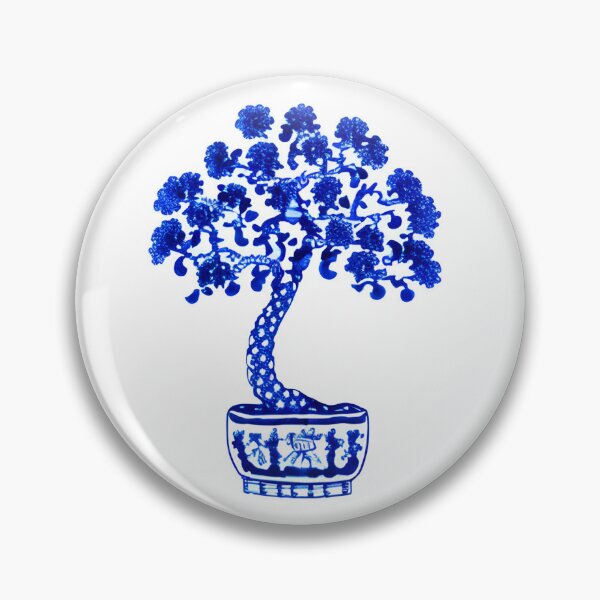 Item preview, Bonsai Tree Pattern in Cobalt Blue and White designed and sold by Marymarice.