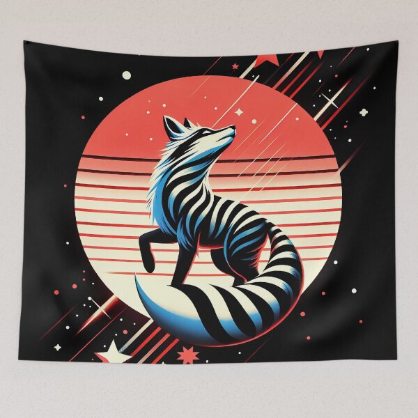Item preview, Sun and Cosmic Fox with Stripes, Ai Generated Art  designed and sold by ACC .
