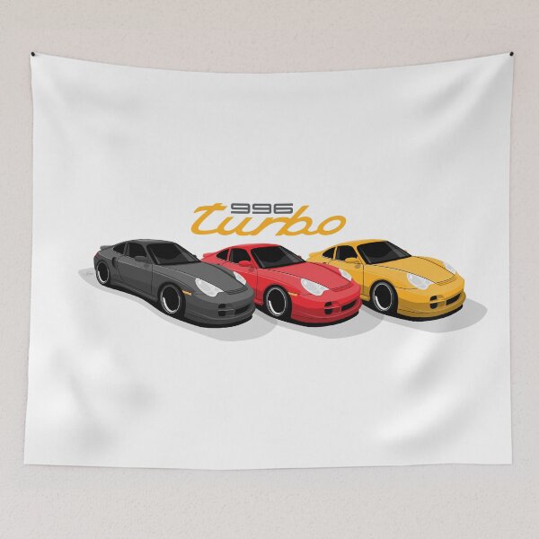 Item preview, Porsche 996 turbo in German colors illustration designed and sold by blackdogshop.