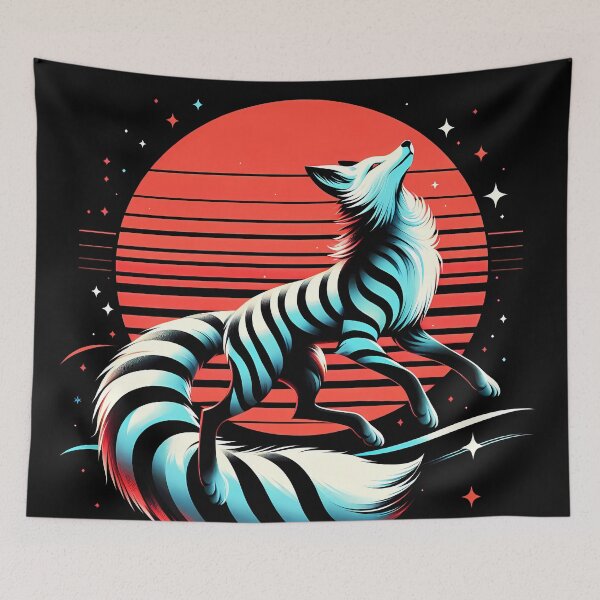 Item preview, Sun and Cosmic Fox with Stripes, Ai Generated Art  designed and sold by ACC .