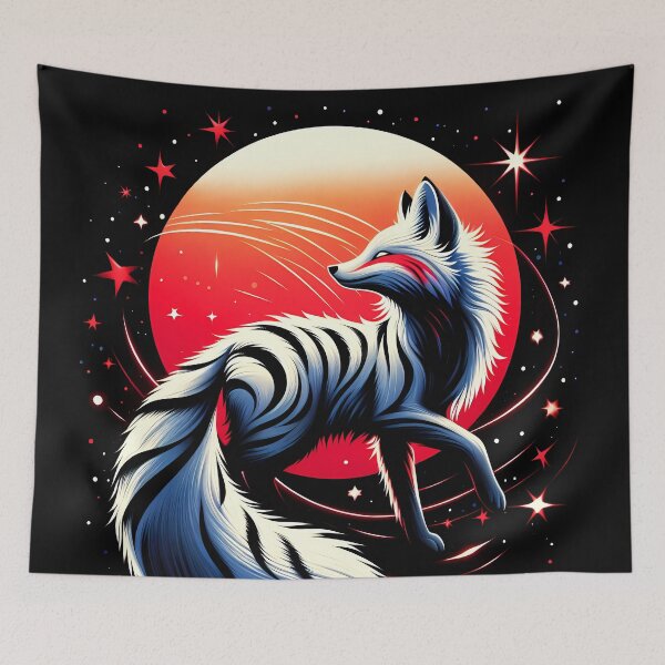 Item preview, Sun and Cosmic Fox with Stripes, Ai Generated Art  designed and sold by ACC .