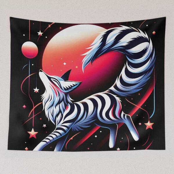 Item preview, Sun and Cosmic Fox with Stripes, Ai Generated Art  designed and sold by ACC .