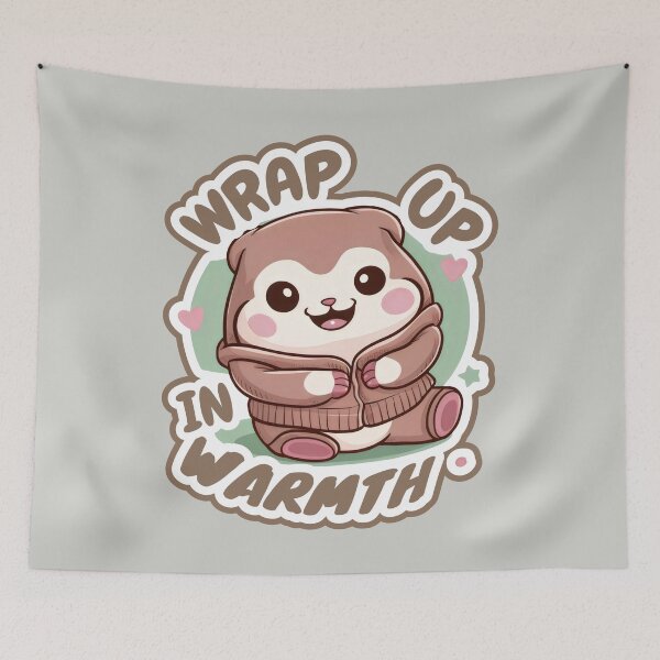 Item preview, Wrap up in warmth: Cozy Hamster Surrounded by Hearts and Stars designed and sold by SplashTastic.