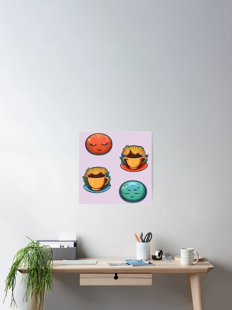 Thumbnail 2 of 3, Poster, Good Morning Vibes | Sticker Pattern | Retro Collection designed and sold by monkeybusiness.pt.