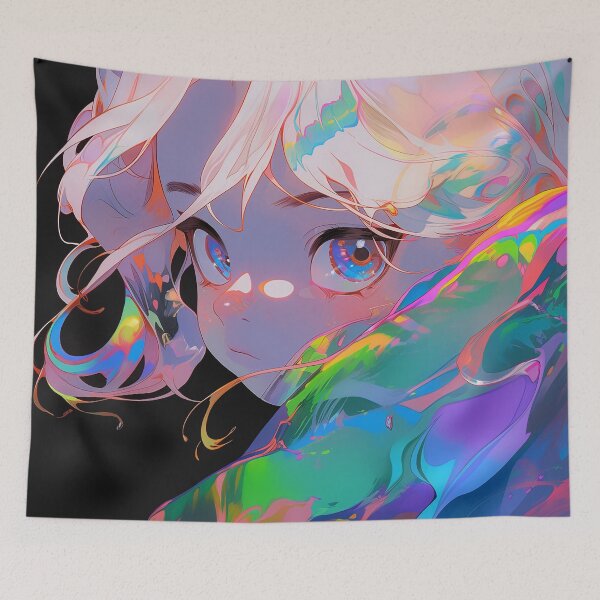 Item preview, Vibrant Rainbow Neon Anime Girl designed and sold by bubblegoth.