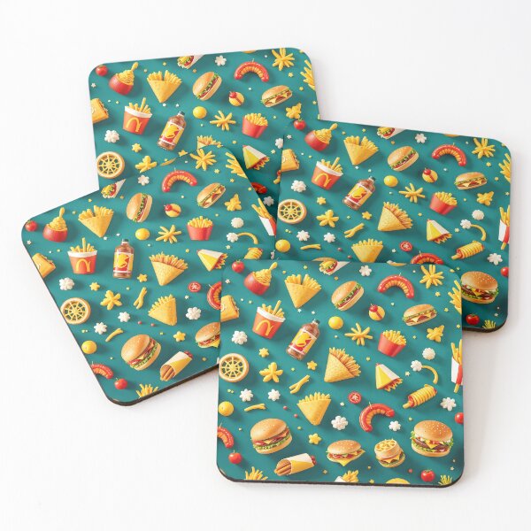 Item preview, A festive 3D pattern background highlighting classic fast food favorites, ideal for seasonal promotions and food truck branding. designed and sold by AlwaysHome.