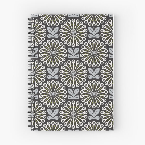Item preview, KF 0322 D - Vintage Retro 70s Dandelion Floral Pattern in Gray Green Cream designed and sold by KhakiFinch.