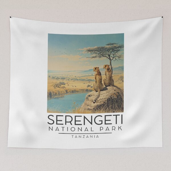 Item preview, A Vintage Illustration of Serengeti National Park - Tanzania  designed and sold by GoodOldVintage.