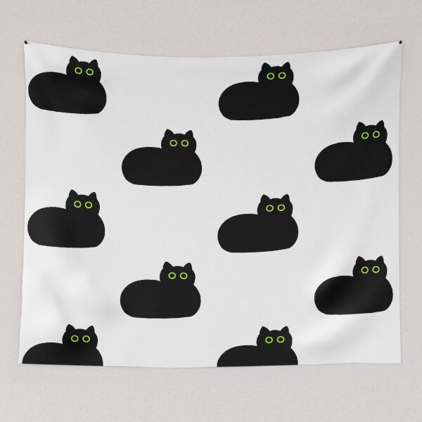 Item preview, Cute loaf black cat with big vibrant green eyes designed and sold by IrynasShop.