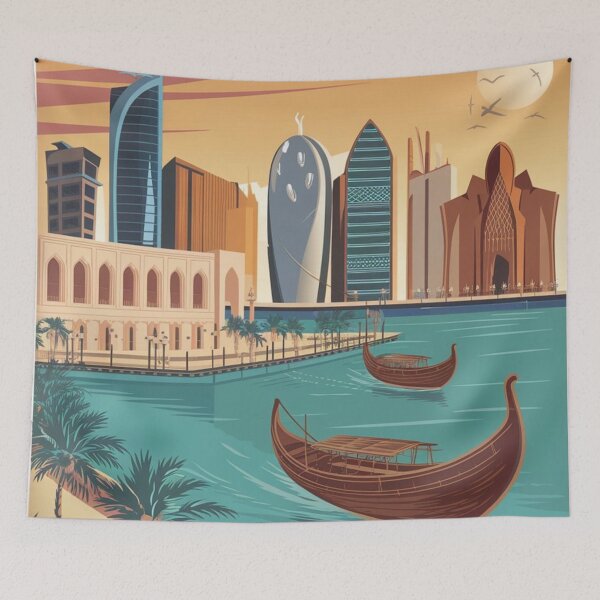Item preview, Doha Vintage Travel Poster designed and sold by TravelerRat.