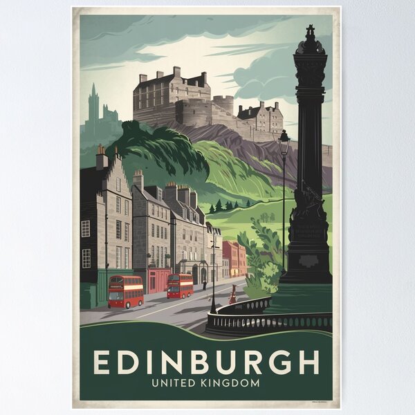 Aperçu de l'œuvre Affiche de voyage vintage d'Édimbourg créée et vendue par TravelerRat.