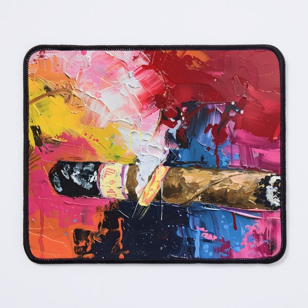 Item preview, Burning Cigar in Abstract Vibrance - Dynamic Energy and Swirling Smoke Digital AI Art designed and sold by OlfactoART Studio.