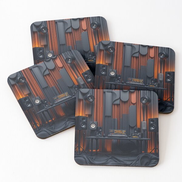 Item preview, An elegant 3D pattern background highlighting recording studios and sound equipment, ideal for music production companies and audio services. designed and sold by AlwaysHome.