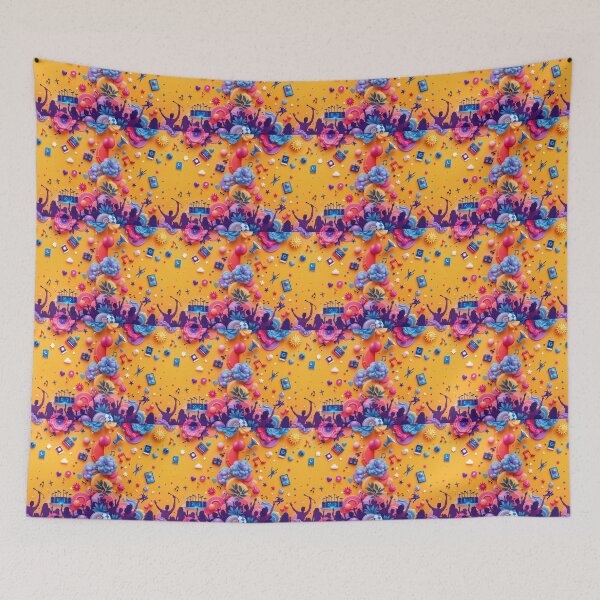 Item preview, A festive 3D pattern background illustrating concerts and music festivals, ideal for promotional materials and event branding. designed and sold by AlwaysHome.
