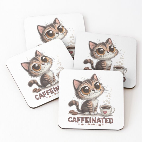 Item preview, Caffeinated Kitten - Energetic Coffee Cat Art designed and sold by Colorful-Garden.