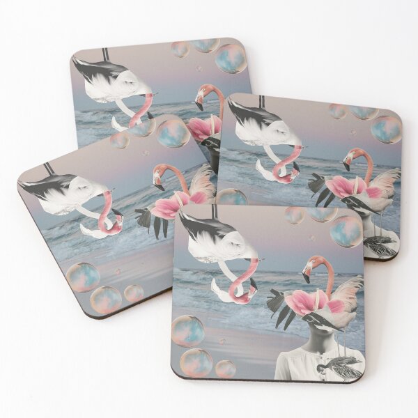 Item preview, Collage Art Surreal Beach Flamingo Collage Art designed and sold by chrisrivait.