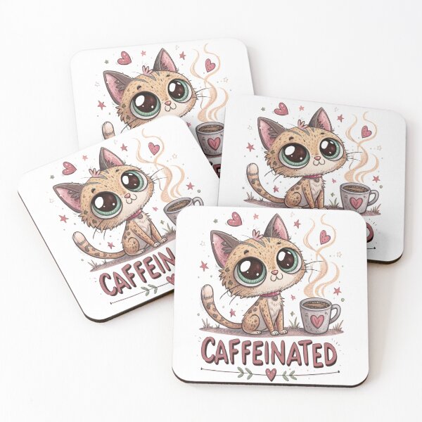 Item preview, Caffeinated Kitten - Energetic Coffee Cat Art designed and sold by Colorful-Garden.
