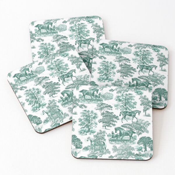 Item preview, Elegant Vintage Chic Sage Green Toile Horses Pattern designed and sold by tanjica.