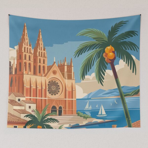Item preview, Palma De Mallorca Vintage Travel Poster designed and sold by TravelerRat.