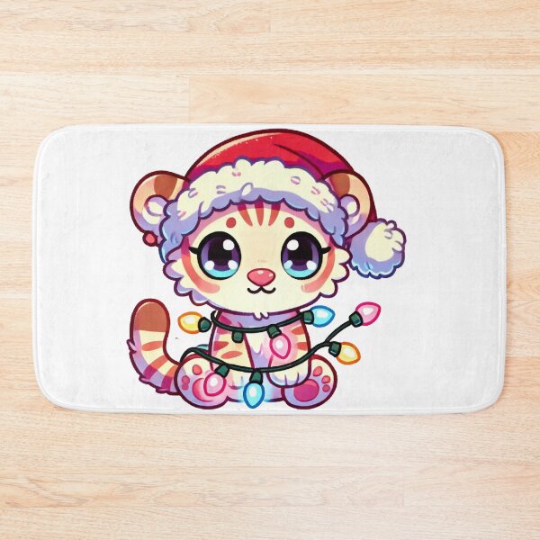 Item preview, Cute Christmas Tiger in Santa Hat and Holiday Lights designed and sold by lubushop1.