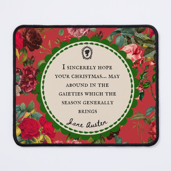 Item preview, Jane Austen Christmas Quote with Vintage Red Roses designed and sold by CultandObscure.