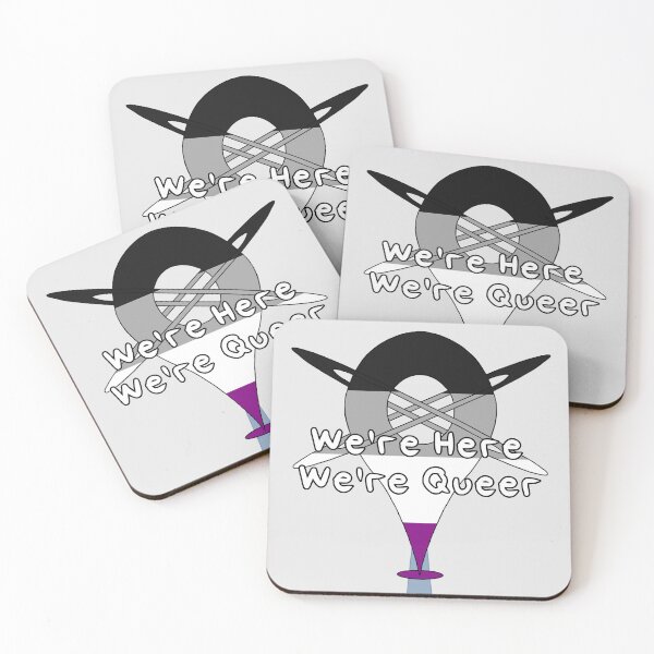 Item preview, We're Here, We're Queer - Asexual Pride designed and sold by HMLaslowTTV.
