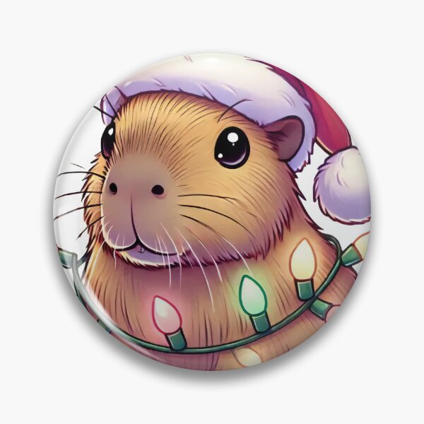 Item preview, Christmas Capybara with Santa Hat and Holiday Lights designed and sold by lubushop1.