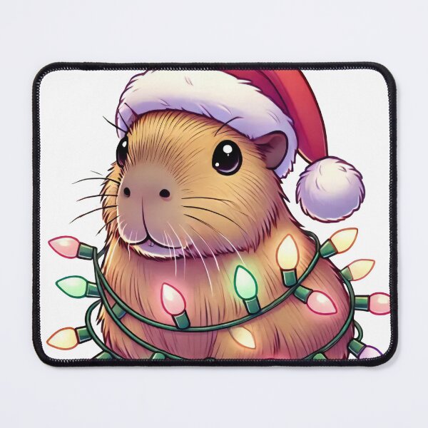 Item preview, Christmas Capybara with Santa Hat and Holiday Lights designed and sold by lubushop1.