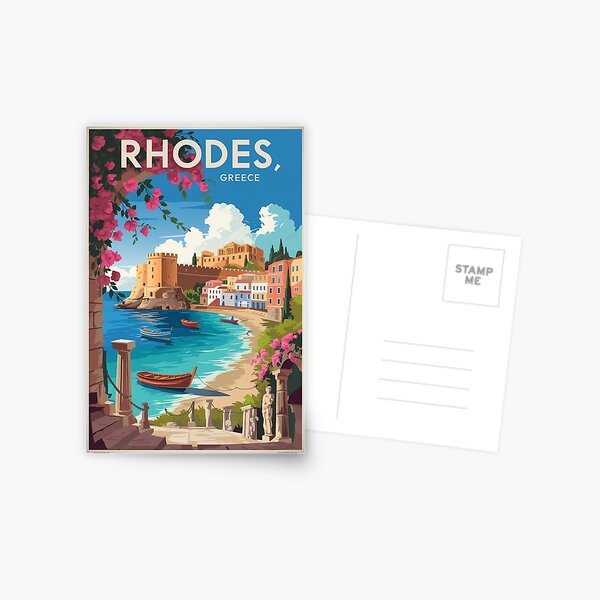 Item preview, Rhodes Vintage Travel Poster designed and sold by TravelerRat.
