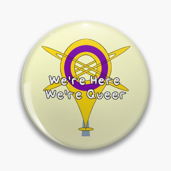 Item preview, We're Here, We're Queer - Intersex Pride designed and sold by HMLaslowTTV.