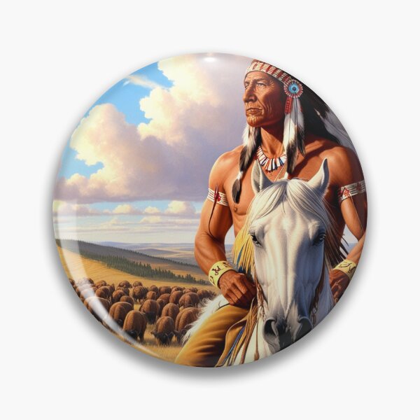Item preview, "Sitting Bull's Vision: Lakota Leader Surveys Sacred Plains as Bison Graze designed and sold by SJZDesign.