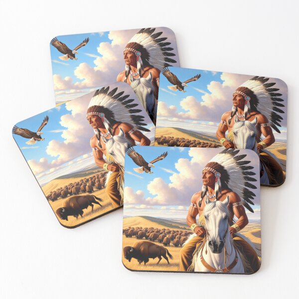 Item preview, "Sitting Bull's Vision: Lakota Leader Surveys Sacred Plains as Bison Graze designed and sold by SJZDesign.