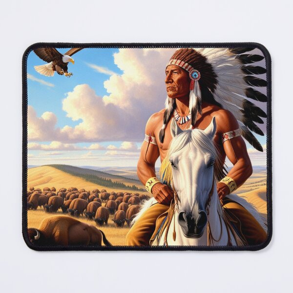 Item preview, "Sitting Bull's Vision: Lakota Leader Surveys Sacred Plains as Bison Graze designed and sold by SJZDesign.