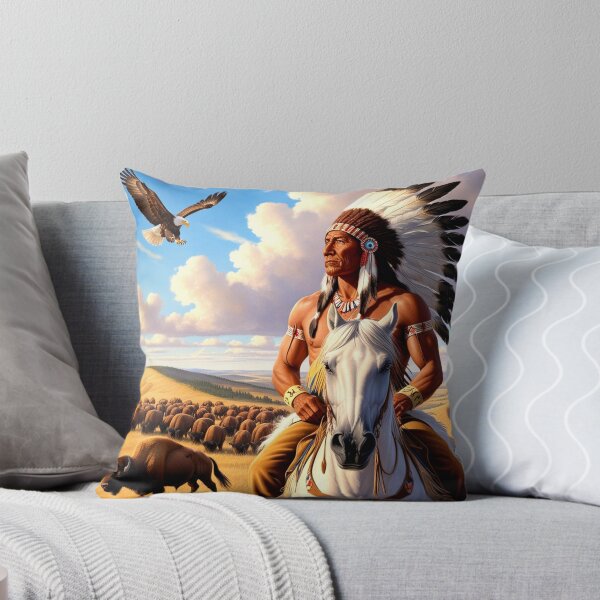 Item preview, "Sitting Bull's Vision: Lakota Leader Surveys Sacred Plains as Bison Graze designed and sold by SJZDesign.