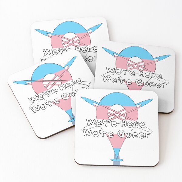 Item preview, We're Here, We're Queer - Transgender Pride designed and sold by HMLaslowTTV.