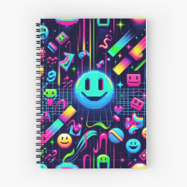 Item preview, Neon Color Emoticons pattern 90s arcade,Vintage Posters,vintage 90s designed and sold by Expressions-Sel.